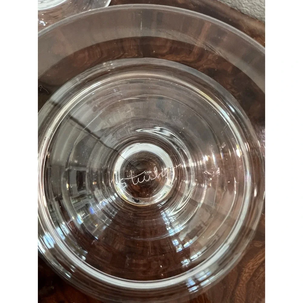 Pair Steuben Signed Crystal Mid Century Modern Fruit Seafood Cocktail Glasses 3